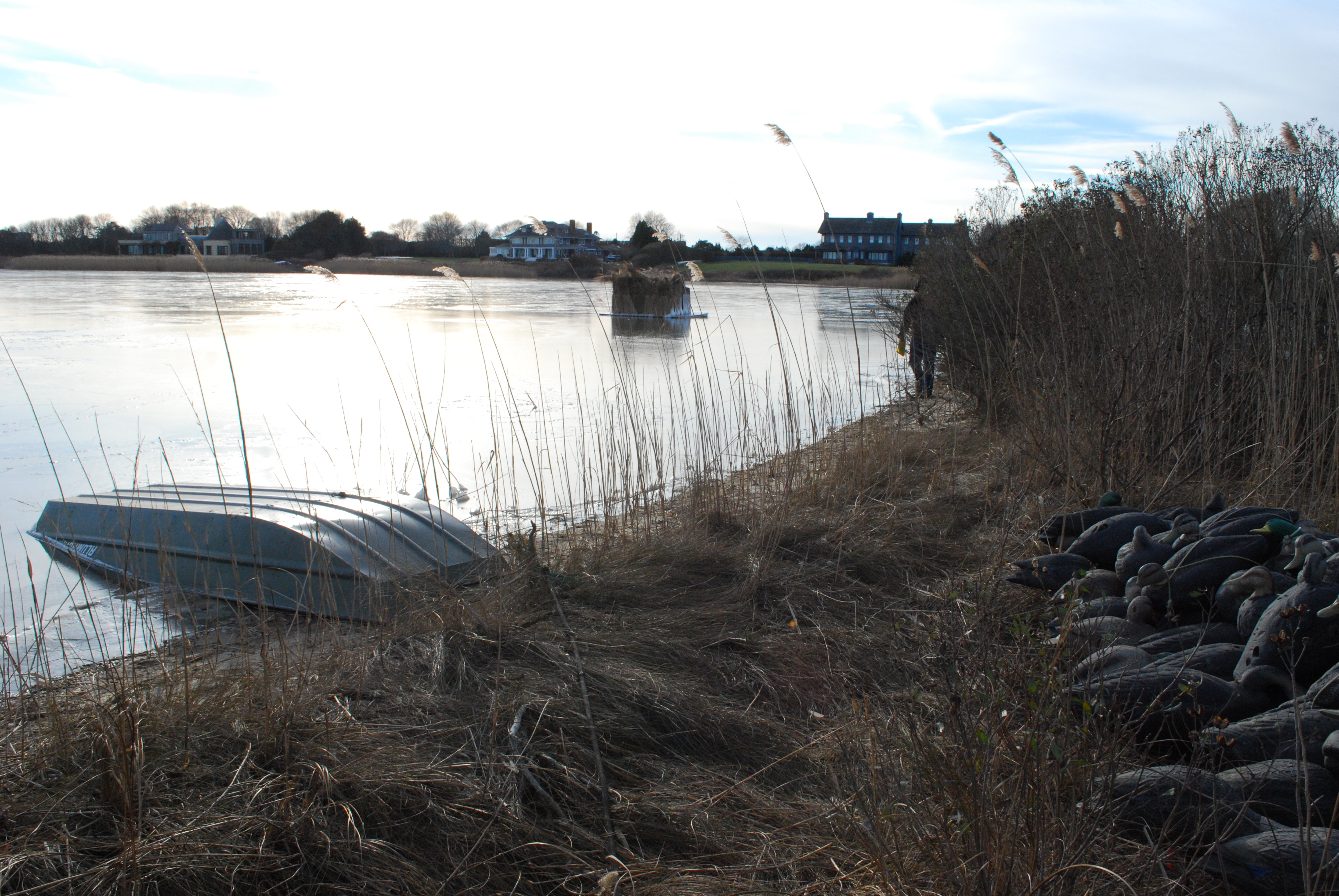 Sagg Pond and a boat