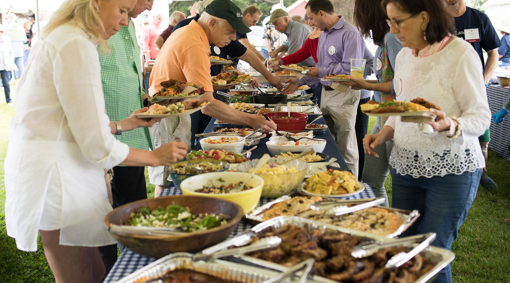 People at the food table