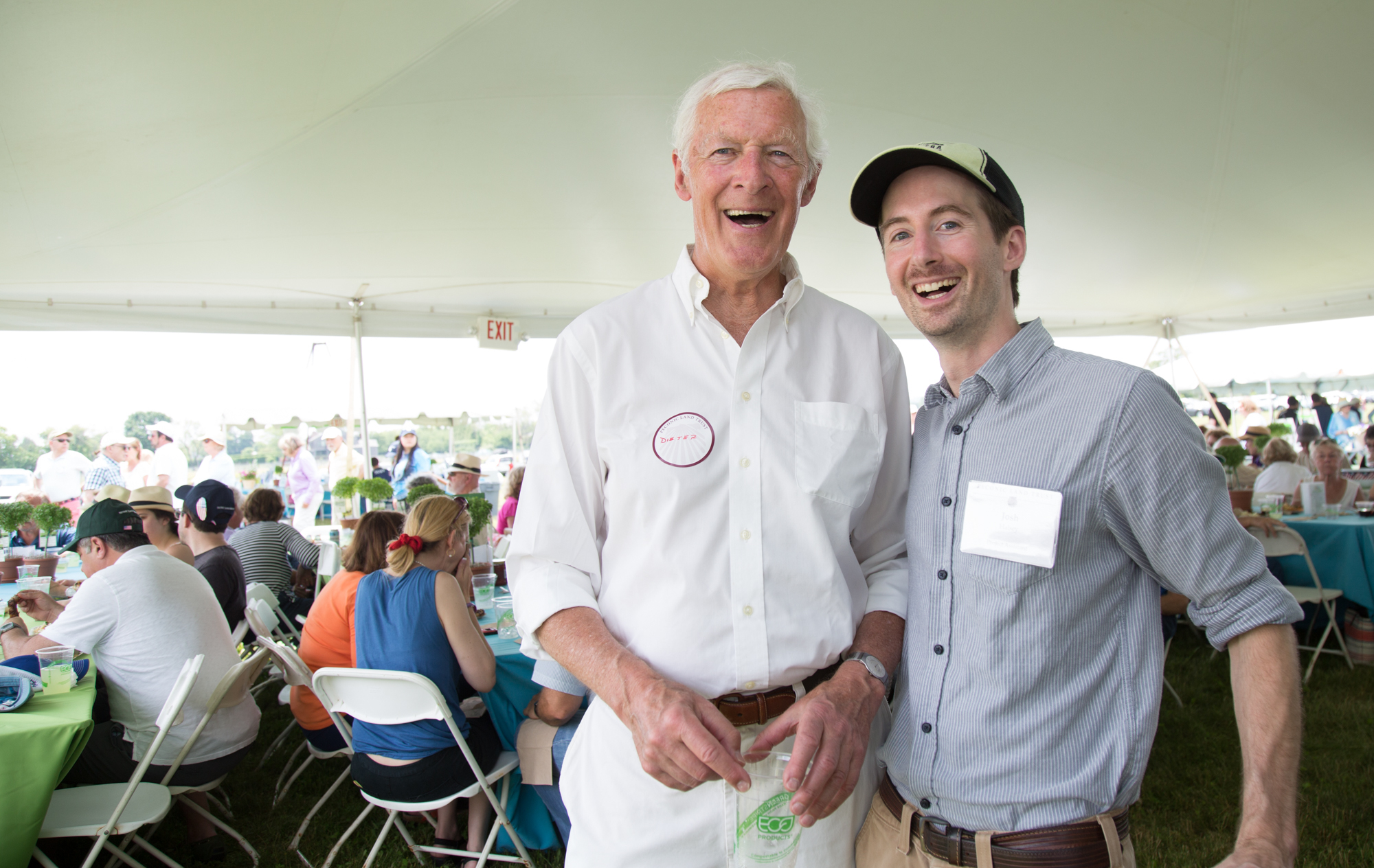 Sharing a laugh under the tent