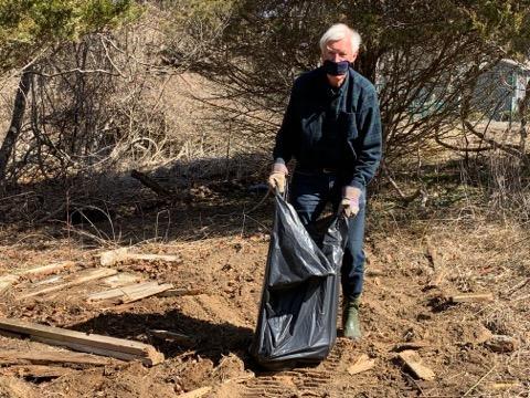 Collecting trash at the Reese Preserve