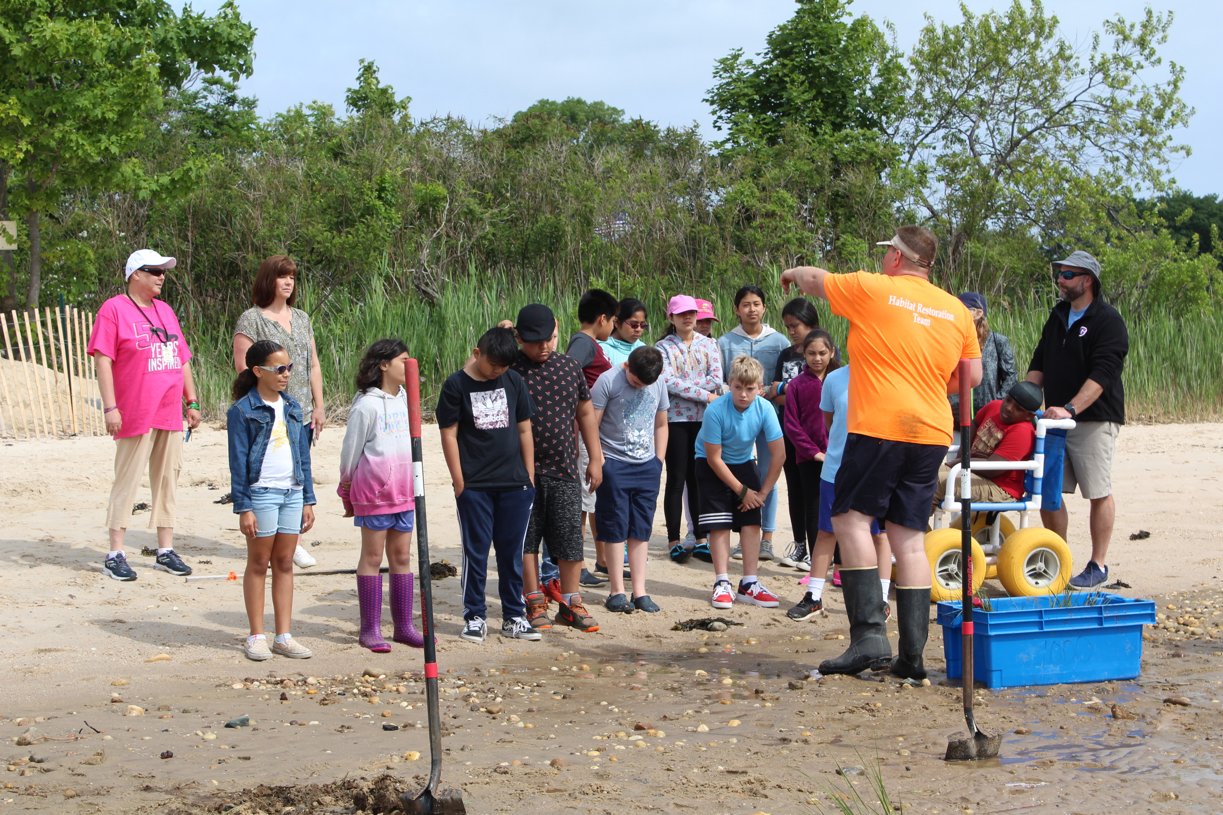 Greenport 5th graders at the Widow's Hole Preserve