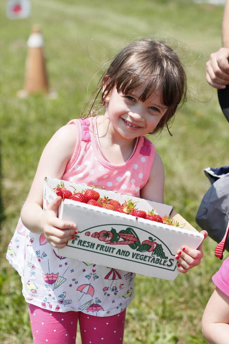 kid with berries at Condzella farm